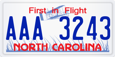 NC license plate AAA3243