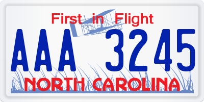 NC license plate AAA3245