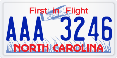 NC license plate AAA3246