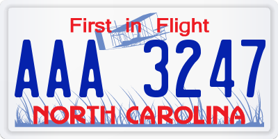 NC license plate AAA3247