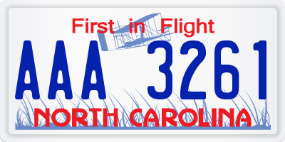 NC license plate AAA3261