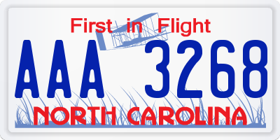 NC license plate AAA3268