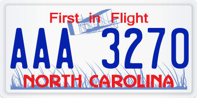 NC license plate AAA3270