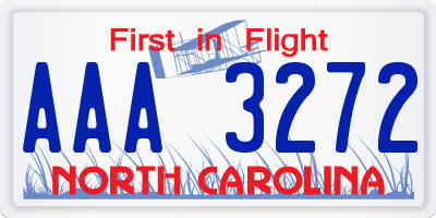 NC license plate AAA3272