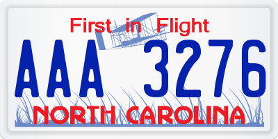 NC license plate AAA3276