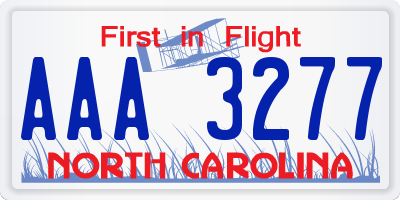 NC license plate AAA3277