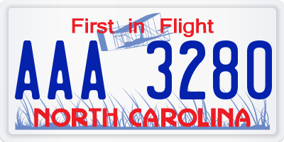 NC license plate AAA3280