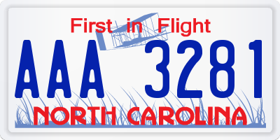 NC license plate AAA3281