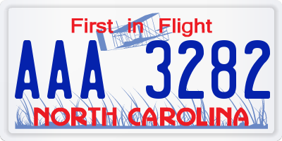 NC license plate AAA3282