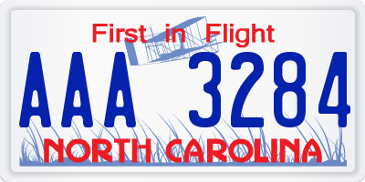 NC license plate AAA3284