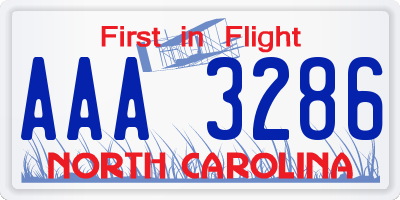 NC license plate AAA3286