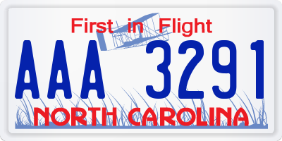 NC license plate AAA3291