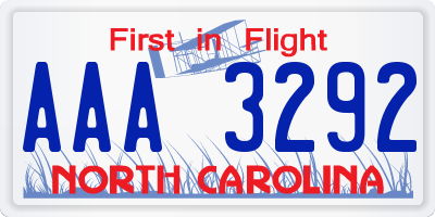 NC license plate AAA3292