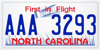 NC license plate AAA3293