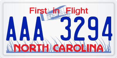 NC license plate AAA3294