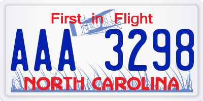 NC license plate AAA3298
