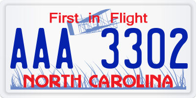 NC license plate AAA3302