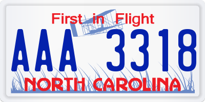 NC license plate AAA3318