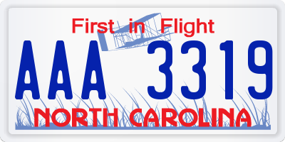 NC license plate AAA3319