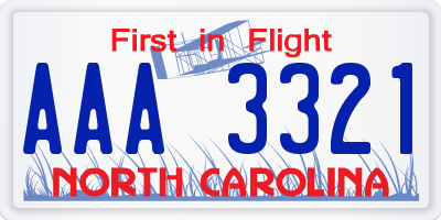 NC license plate AAA3321