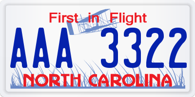 NC license plate AAA3322