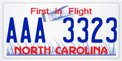 NC license plate AAA3323