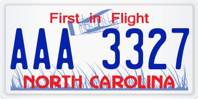 NC license plate AAA3327