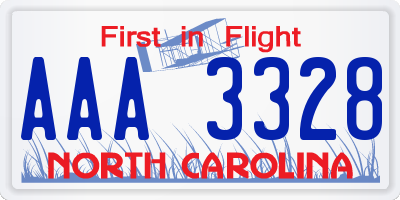 NC license plate AAA3328