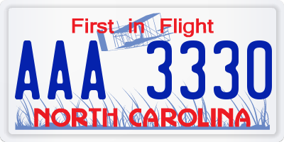 NC license plate AAA3330