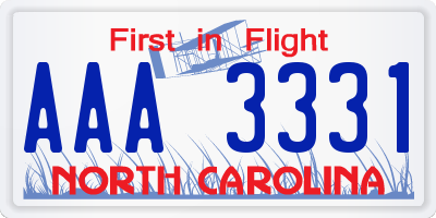 NC license plate AAA3331