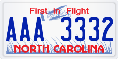 NC license plate AAA3332