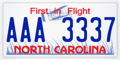 NC license plate AAA3337