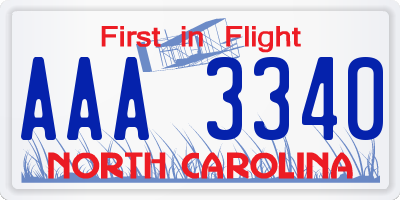 NC license plate AAA3340