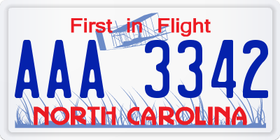 NC license plate AAA3342