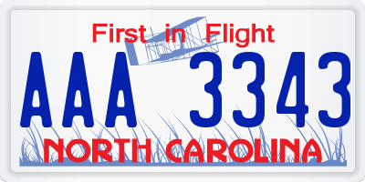 NC license plate AAA3343