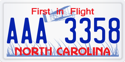 NC license plate AAA3358