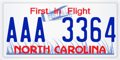 NC license plate AAA3364