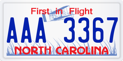 NC license plate AAA3367