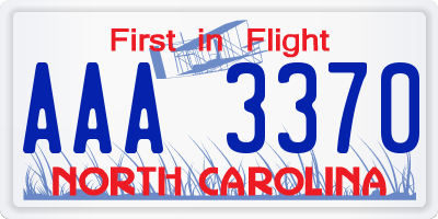 NC license plate AAA3370