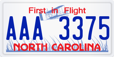 NC license plate AAA3375