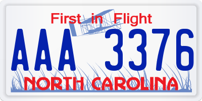 NC license plate AAA3376