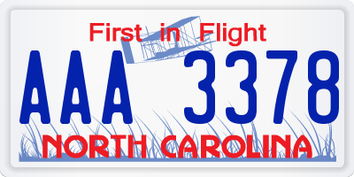 NC license plate AAA3378