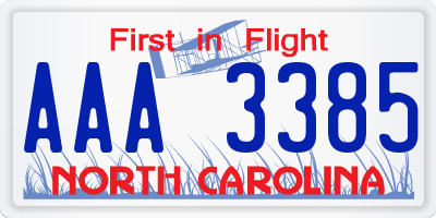 NC license plate AAA3385