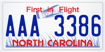 NC license plate AAA3386