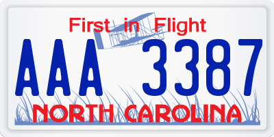 NC license plate AAA3387