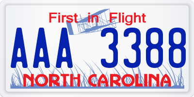 NC license plate AAA3388