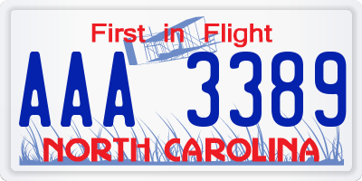 NC license plate AAA3389