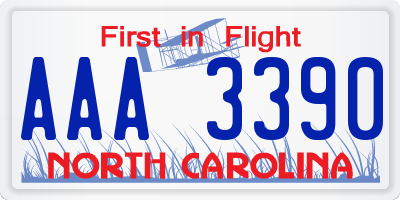 NC license plate AAA3390