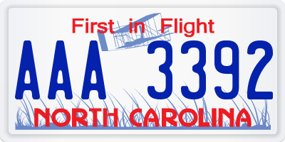 NC license plate AAA3392