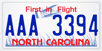 NC license plate AAA3394